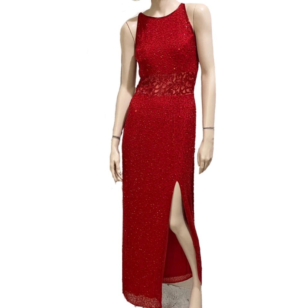 Sean Collection Red Heavy Beaded Formal Gown M